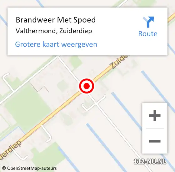 Locatie op kaart van de 112 melding: Brandweer Met Spoed Naar Valthermond, Zuiderdiep op 22 april 2019 23:54