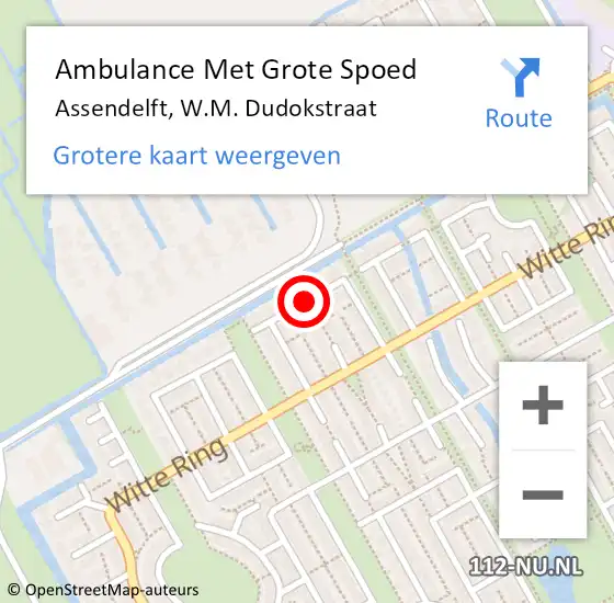 Locatie op kaart van de 112 melding: Ambulance Met Grote Spoed Naar Assendelft, W.M. Dudokstraat op 23 april 2019 01:05
