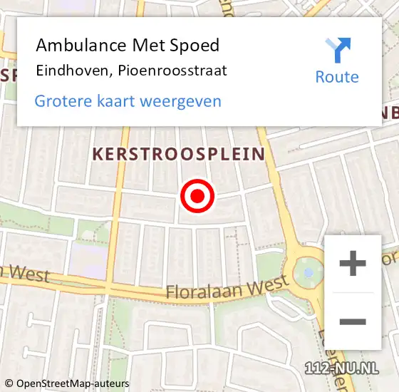 Locatie op kaart van de 112 melding: Ambulance Met Spoed Naar Eindhoven, Pioenroosstraat op 23 april 2019 02:44