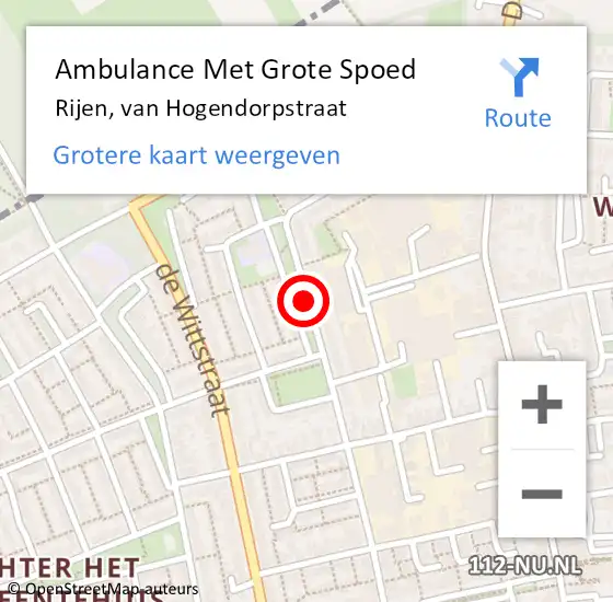 Locatie op kaart van de 112 melding: Ambulance Met Grote Spoed Naar Rijen, van Hogendorpstraat op 23 april 2019 03:47