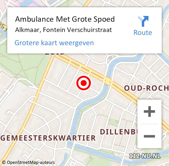 Locatie op kaart van de 112 melding: Ambulance Met Grote Spoed Naar Alkmaar, Fontein Verschuirstraat op 23 april 2019 05:11