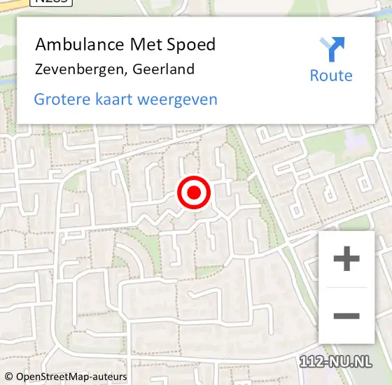 Locatie op kaart van de 112 melding: Ambulance Met Spoed Naar Zevenbergen, Geerland op 23 april 2019 05:57