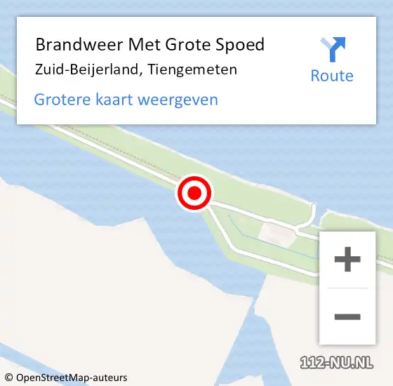 Locatie op kaart van de 112 melding: Brandweer Met Grote Spoed Naar Zuid-Beijerland, Tiengemeten op 23 april 2019 06:17