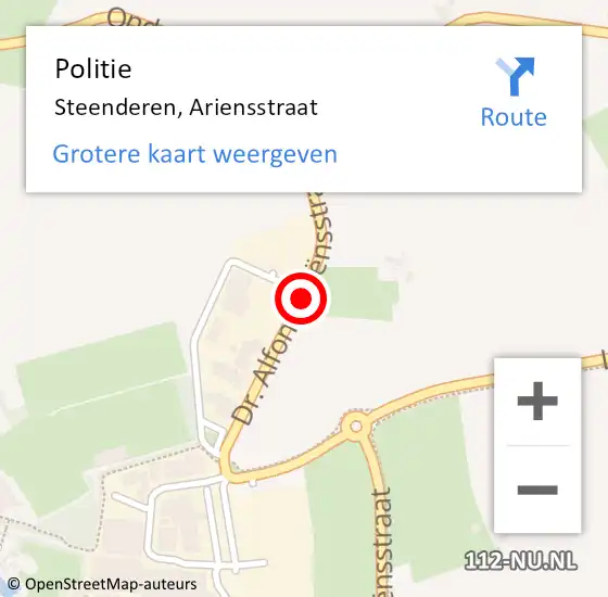 Locatie op kaart van de 112 melding: Politie Steenderen, Ariensstraat op 23 april 2019 06:28