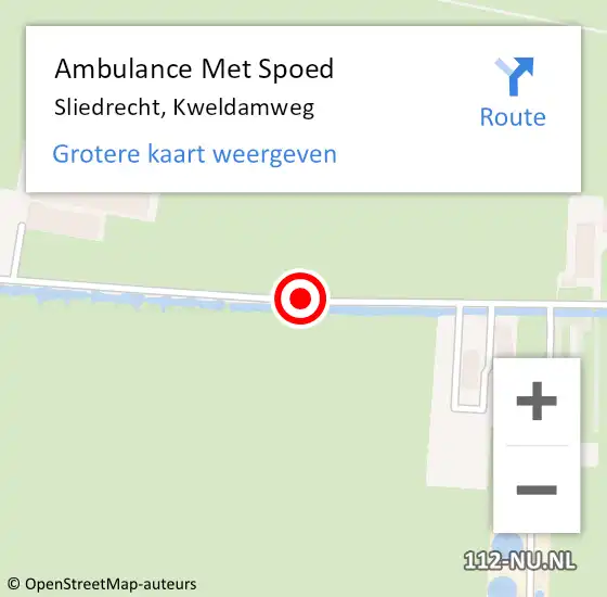 Locatie op kaart van de 112 melding: Ambulance Met Spoed Naar Sliedrecht, Kweldamweg op 23 april 2019 06:30