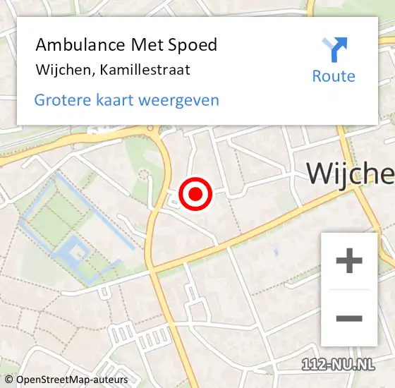 Locatie op kaart van de 112 melding: Ambulance Met Spoed Naar Wijchen, Kamillestraat op 23 april 2019 07:07