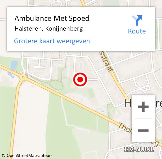 Locatie op kaart van de 112 melding: Ambulance Met Spoed Naar Halsteren, Konijnenberg op 23 april 2019 08:23