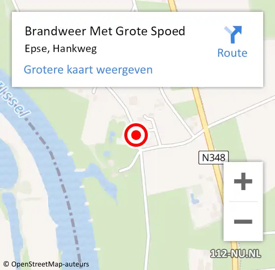 Locatie op kaart van de 112 melding: Brandweer Met Grote Spoed Naar Epse, Hankweg op 23 april 2019 08:54