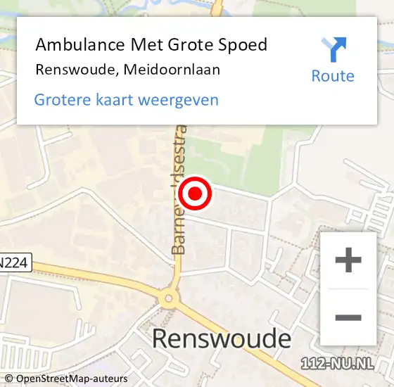 Locatie op kaart van de 112 melding: Ambulance Met Grote Spoed Naar Renswoude, Meidoornlaan op 30 maart 2014 10:13