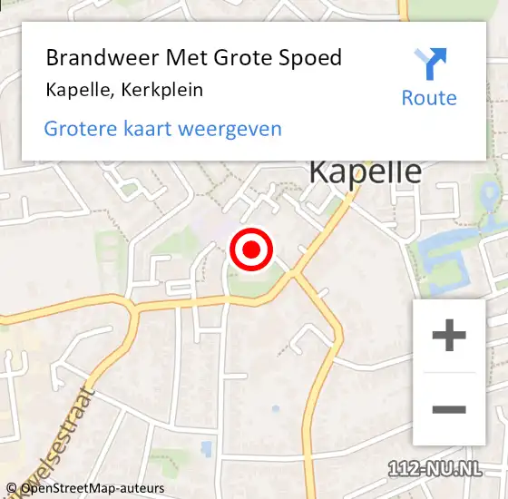 Locatie op kaart van de 112 melding: Brandweer Met Grote Spoed Naar Kapelle, Kerkplein op 23 april 2019 10:07