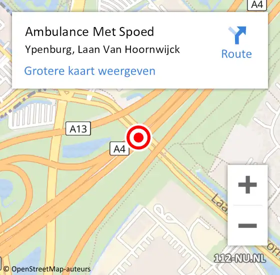Locatie op kaart van de 112 melding: Ambulance Met Spoed Naar Ypenburg, Laan Van Hoornwijck op 23 april 2019 10:12