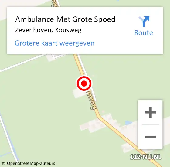 Locatie op kaart van de 112 melding: Ambulance Met Grote Spoed Naar Zevenhoven, Kousweg op 23 april 2019 10:21