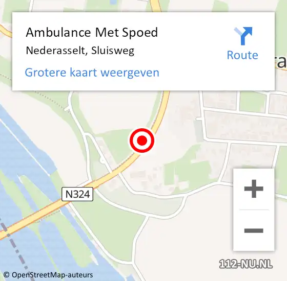 Locatie op kaart van de 112 melding: Ambulance Met Spoed Naar Nederasselt, Sluisweg op 23 april 2019 10:57
