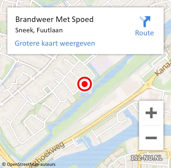 Locatie op kaart van de 112 melding: Brandweer Met Spoed Naar Sneek, Fuutlaan op 23 april 2019 11:22