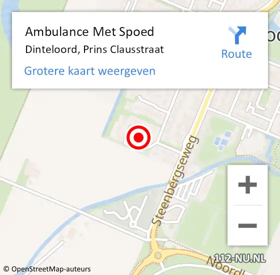 Locatie op kaart van de 112 melding: Ambulance Met Spoed Naar Dinteloord, Prins Clausstraat op 30 maart 2014 10:31