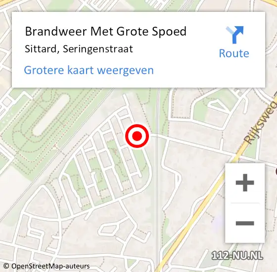 Locatie op kaart van de 112 melding: Brandweer Met Grote Spoed Naar Sittard, Seringenstraat op 23 april 2019 12:34