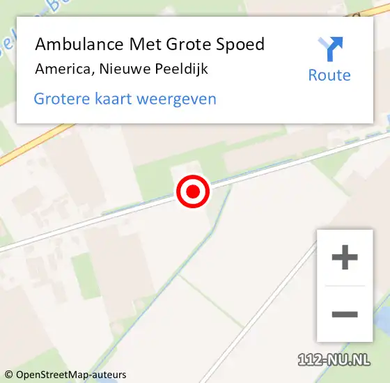 Locatie op kaart van de 112 melding: Ambulance Met Grote Spoed Naar America, Nieuwe Peeldijk op 23 april 2019 12:47