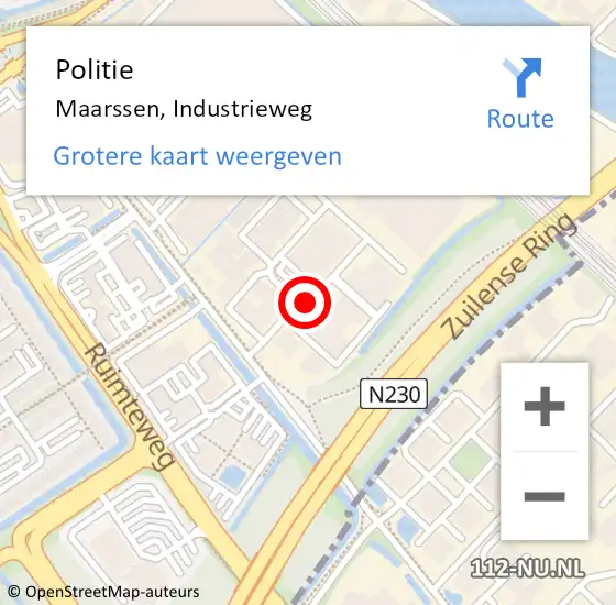 Locatie op kaart van de 112 melding: Politie Maarssen, Industrieweg op 23 april 2019 13:06