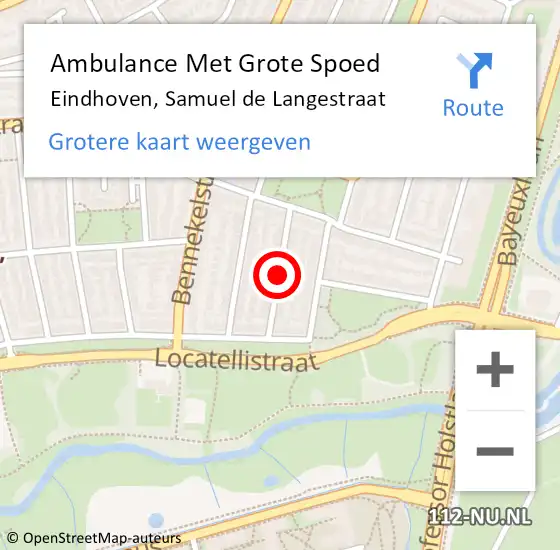 Locatie op kaart van de 112 melding: Ambulance Met Grote Spoed Naar Eindhoven, Samuel de Langestraat op 23 april 2019 13:47