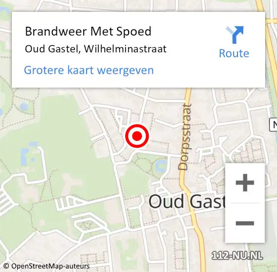 Locatie op kaart van de 112 melding: Brandweer Met Spoed Naar Oud Gastel, Wilhelminastraat op 23 april 2019 13:53