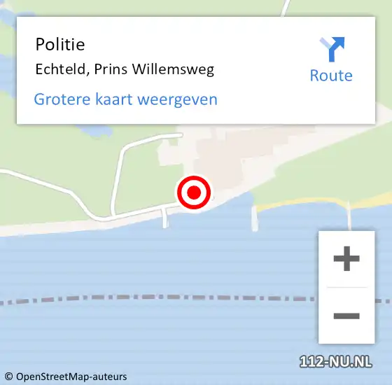 Locatie op kaart van de 112 melding: Politie Echteld, Prins Willemsweg op 23 april 2019 13:53