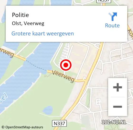 Locatie op kaart van de 112 melding: Politie Olst, Veerweg op 23 april 2019 14:03