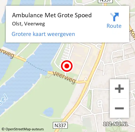 Locatie op kaart van de 112 melding: Ambulance Met Grote Spoed Naar Olst, Veerweg op 23 april 2019 14:12