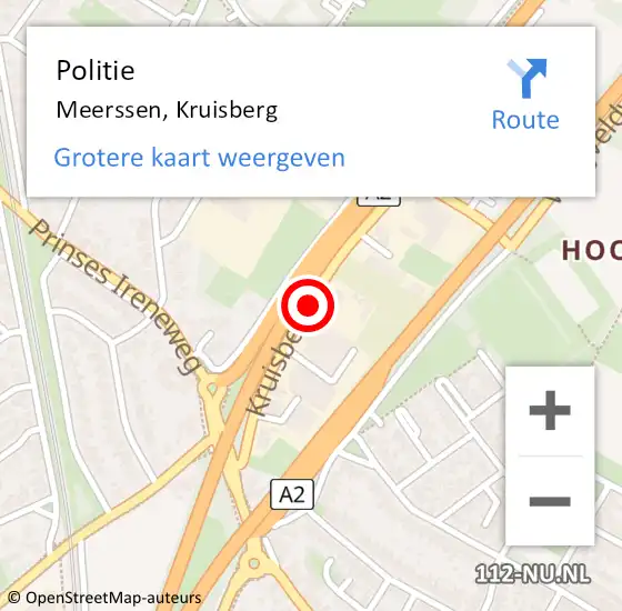 Locatie op kaart van de 112 melding: Politie Meerssen, Kruisberg op 23 april 2019 14:47