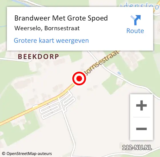 Locatie op kaart van de 112 melding: Brandweer Met Grote Spoed Naar Weerselo, Bornsestraat op 23 april 2019 15:33