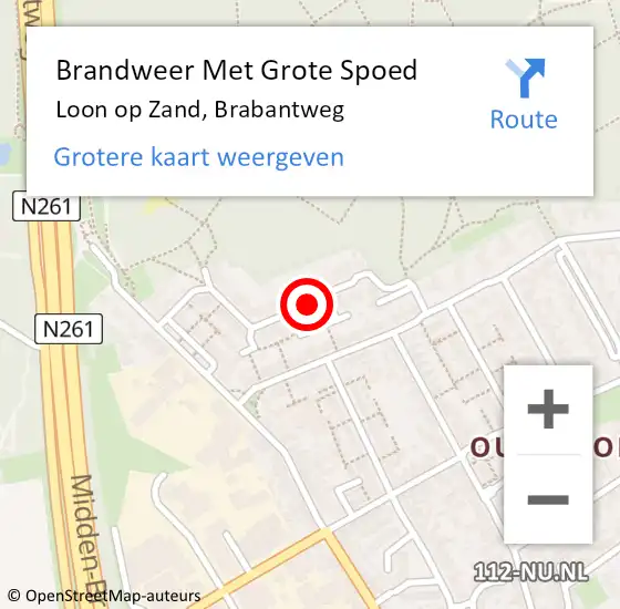 Locatie op kaart van de 112 melding: Brandweer Met Grote Spoed Naar Loon op Zand, Brabantweg op 23 april 2019 15:40