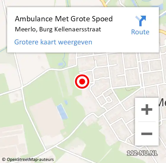 Locatie op kaart van de 112 melding: Ambulance Met Grote Spoed Naar Meerlo, Burg Kellenaersstraat op 30 maart 2014 11:02