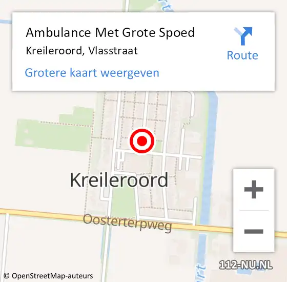 Locatie op kaart van de 112 melding: Ambulance Met Grote Spoed Naar Kreileroord, Vlasstraat op 23 april 2019 16:33