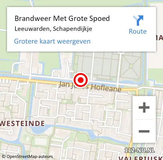 Locatie op kaart van de 112 melding: Brandweer Met Grote Spoed Naar Leeuwarden, Schapendijkje op 23 april 2019 16:39