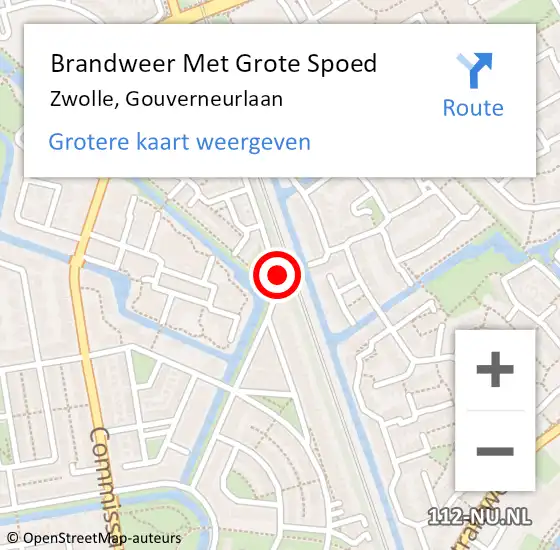 Locatie op kaart van de 112 melding: Brandweer Met Grote Spoed Naar Zwolle, Gouverneurlaan op 23 april 2019 16:42