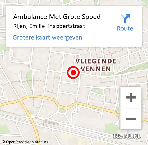 Locatie op kaart van de 112 melding: Ambulance Met Grote Spoed Naar Rijen, Emilie Knappertstraat op 23 april 2019 16:53