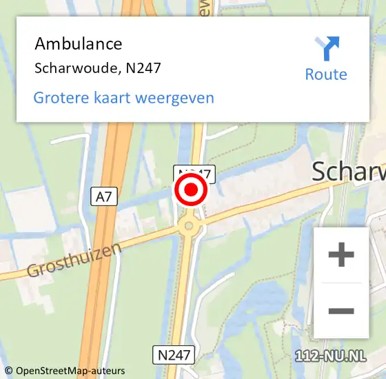 Locatie op kaart van de 112 melding: Ambulance Scharwoude, N247 op 23 april 2019 17:07