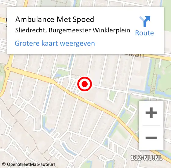 Locatie op kaart van de 112 melding: Ambulance Met Spoed Naar Sliedrecht, Burgemeester Winklerplein op 23 april 2019 17:07