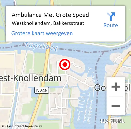 Locatie op kaart van de 112 melding: Ambulance Met Grote Spoed Naar Westknollendam, Bakkersstraat op 23 april 2019 17:25
