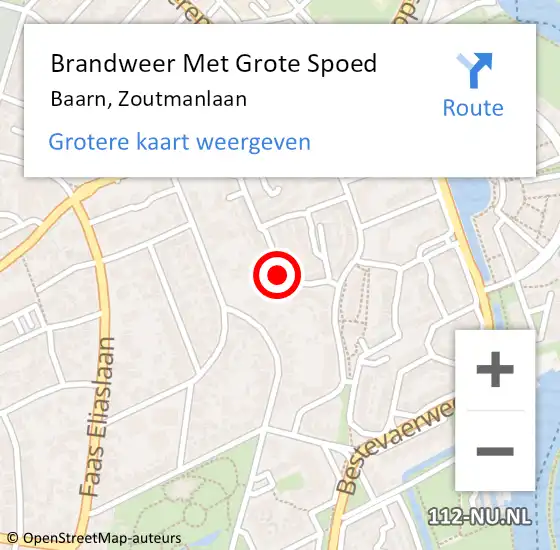 Locatie op kaart van de 112 melding: Brandweer Met Grote Spoed Naar Baarn, Zoutmanlaan op 23 april 2019 17:29