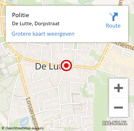 Locatie op kaart van de 112 melding: Politie De Lutte, Dorpstraat op 23 april 2019 17:40