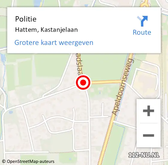 Locatie op kaart van de 112 melding: Politie Hattem, Kastanjelaan op 23 april 2019 17:52