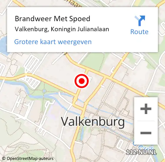 Locatie op kaart van de 112 melding: Brandweer Met Spoed Naar Valkenburg, Koningin Julianalaan op 23 april 2019 20:18