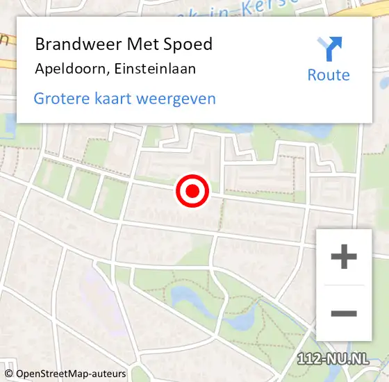 Locatie op kaart van de 112 melding: Brandweer Met Spoed Naar Apeldoorn, Einsteinlaan op 23 april 2019 21:21