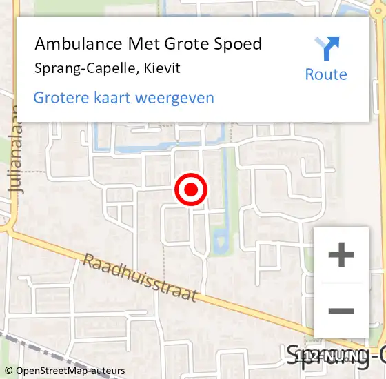 Locatie op kaart van de 112 melding: Ambulance Met Grote Spoed Naar Sprang-Capelle, Kievit op 23 april 2019 21:23