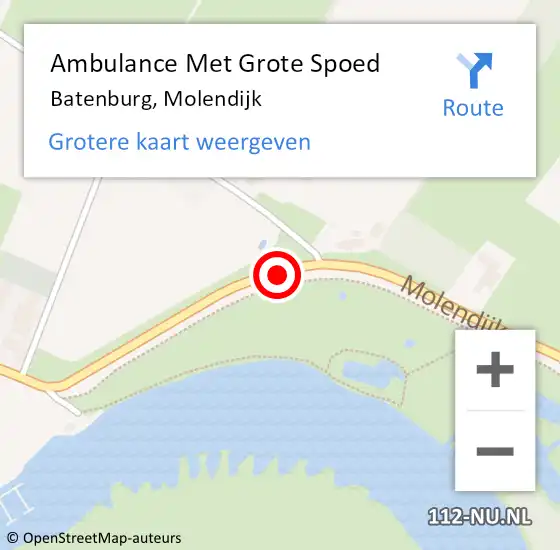 Locatie op kaart van de 112 melding: Ambulance Met Grote Spoed Naar Batenburg, Molendijk op 23 april 2019 22:33