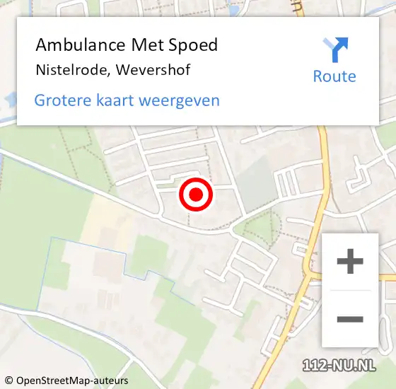 Locatie op kaart van de 112 melding: Ambulance Met Spoed Naar Nistelrode, Wevershof op 23 april 2019 23:38