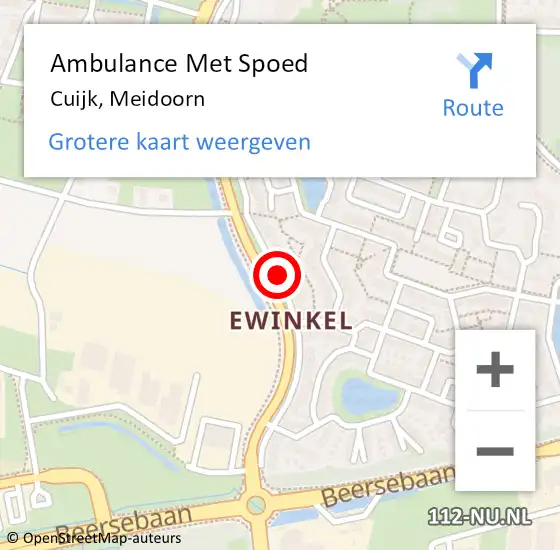 Locatie op kaart van de 112 melding: Ambulance Met Spoed Naar Cuijk, Meidoorn op 23 april 2019 23:42