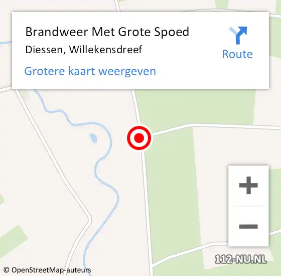 Locatie op kaart van de 112 melding: Brandweer Met Grote Spoed Naar Diessen, Willekensdreef op 23 april 2019 23:57