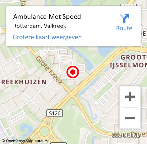 Locatie op kaart van de 112 melding: Ambulance Met Spoed Naar Rotterdam, Valkreek op 24 april 2019 01:50