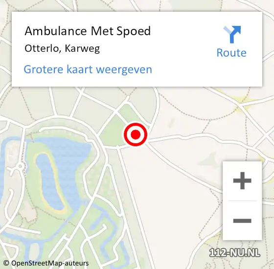 Locatie op kaart van de 112 melding: Ambulance Met Spoed Naar Otterlo, Karweg op 24 april 2019 03:17